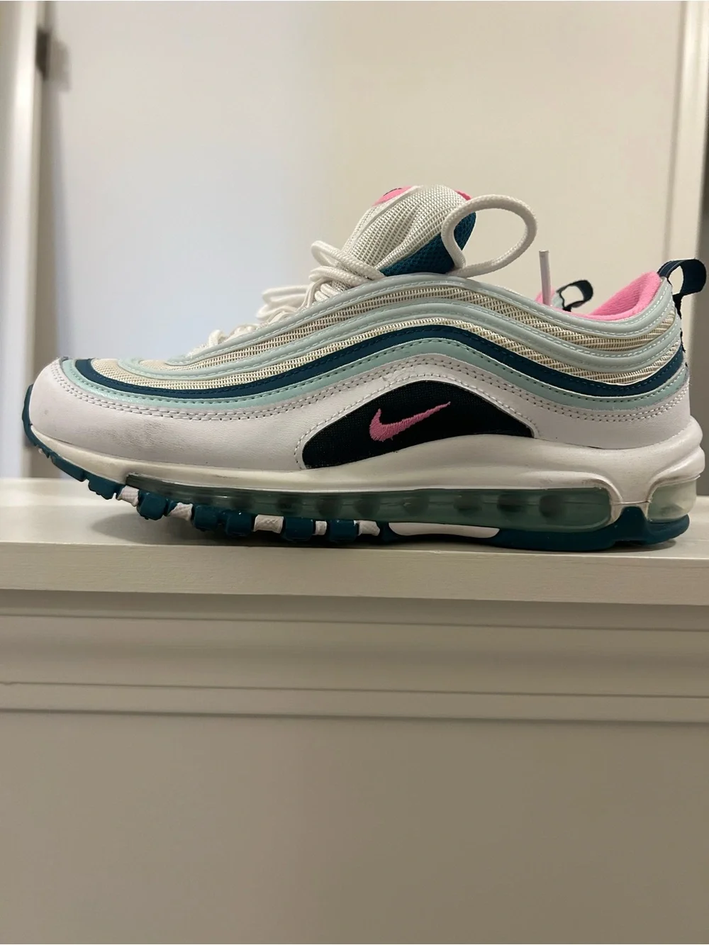 Nike Air Max 97 White Teal Pink Wave Sneakers